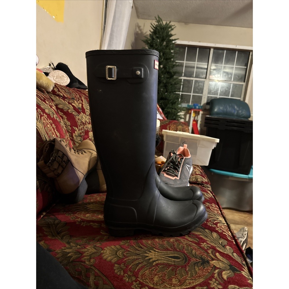 Tall Blue HUNTER Rubber Rain Boots Knee High US 6 Women's